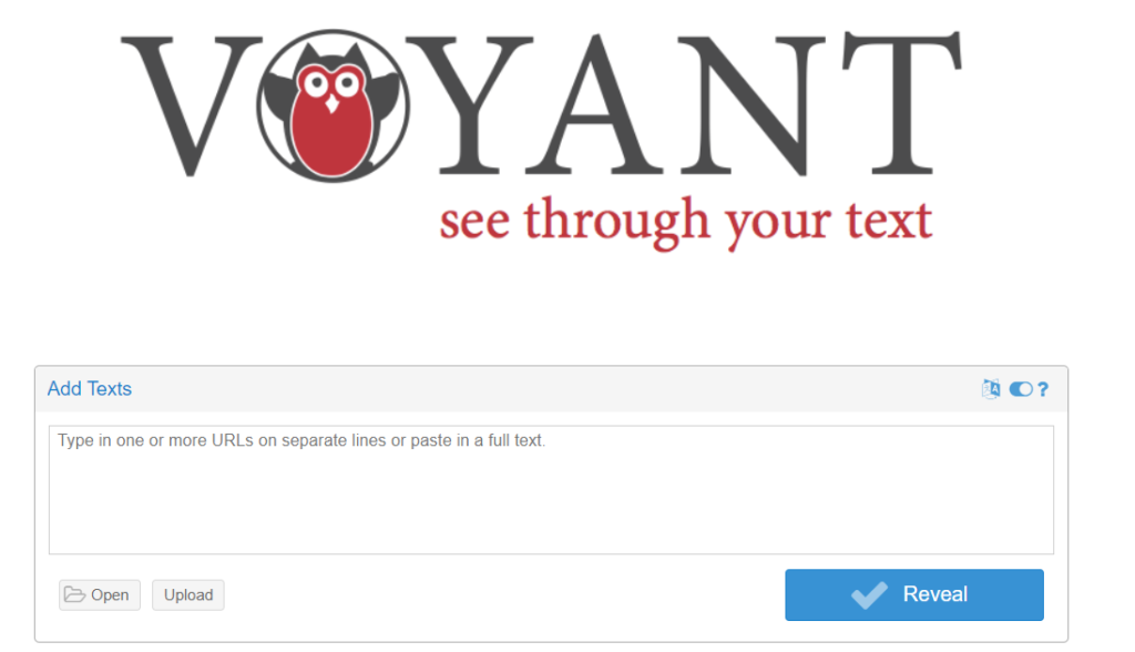 Voyant Tools homepage